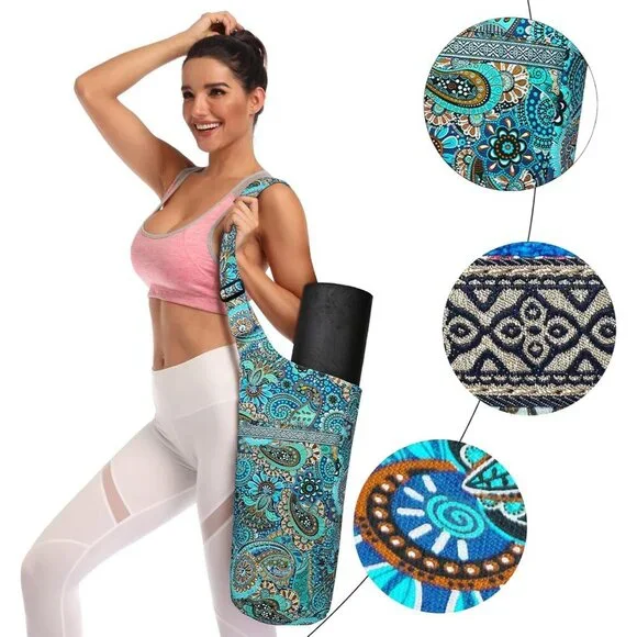 Yoga Mat Bag Canvas Large Storage Adjustable Shoulder Straps Gifts - Picture 4 of 6